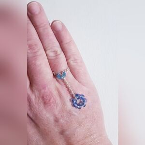 Blue Floatie Ring Dangling Handmade Jewelry NEW s9-10